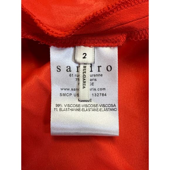 SANDRO Requiem Open-Back Mini Dress in Rogue Red LBD 3/4 Sleeve Size 2 M - Picture 9 of 12